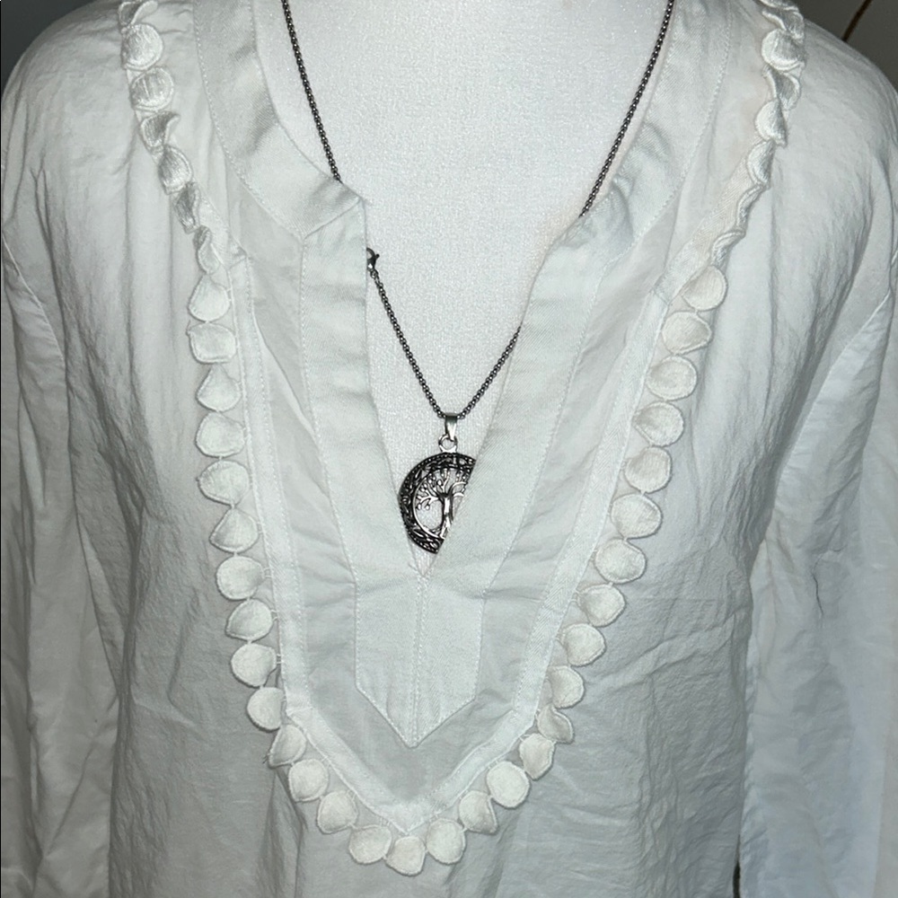 J.Crew White Women's Top with Pom-Pom Trim - Picture 2 of 7